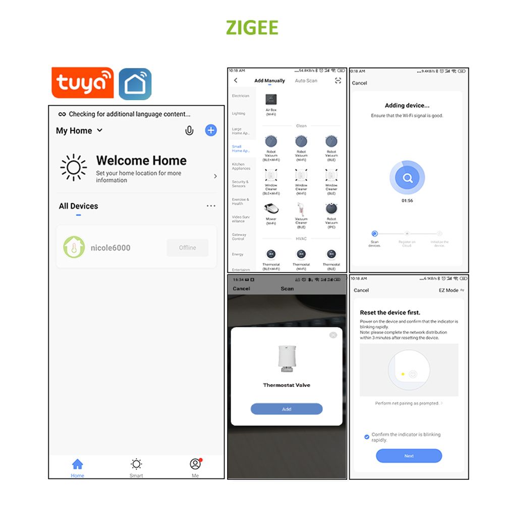 Tuya Zigbee TRV Thermostatic Valve LED Display Screen