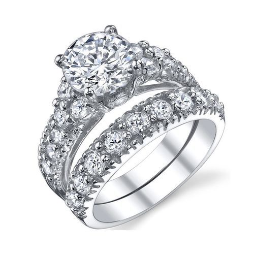 Wedding Ring Set Heart Diamond For Couple
