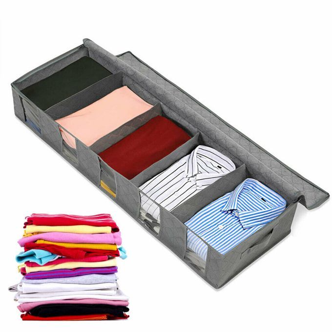 Under Bed Clothing Storage With Adjustable Dividers