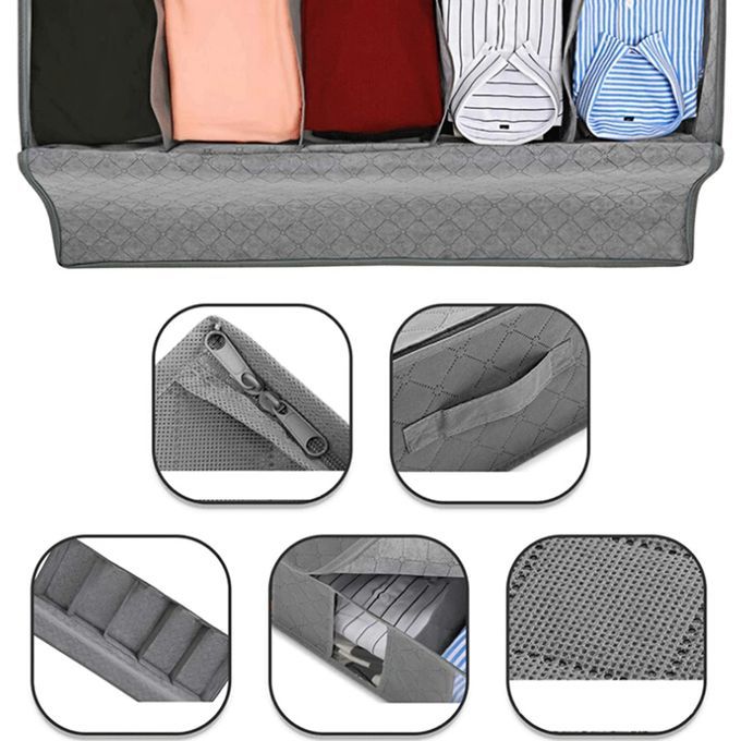 Under Bed Clothing Storage With Adjustable Dividers
