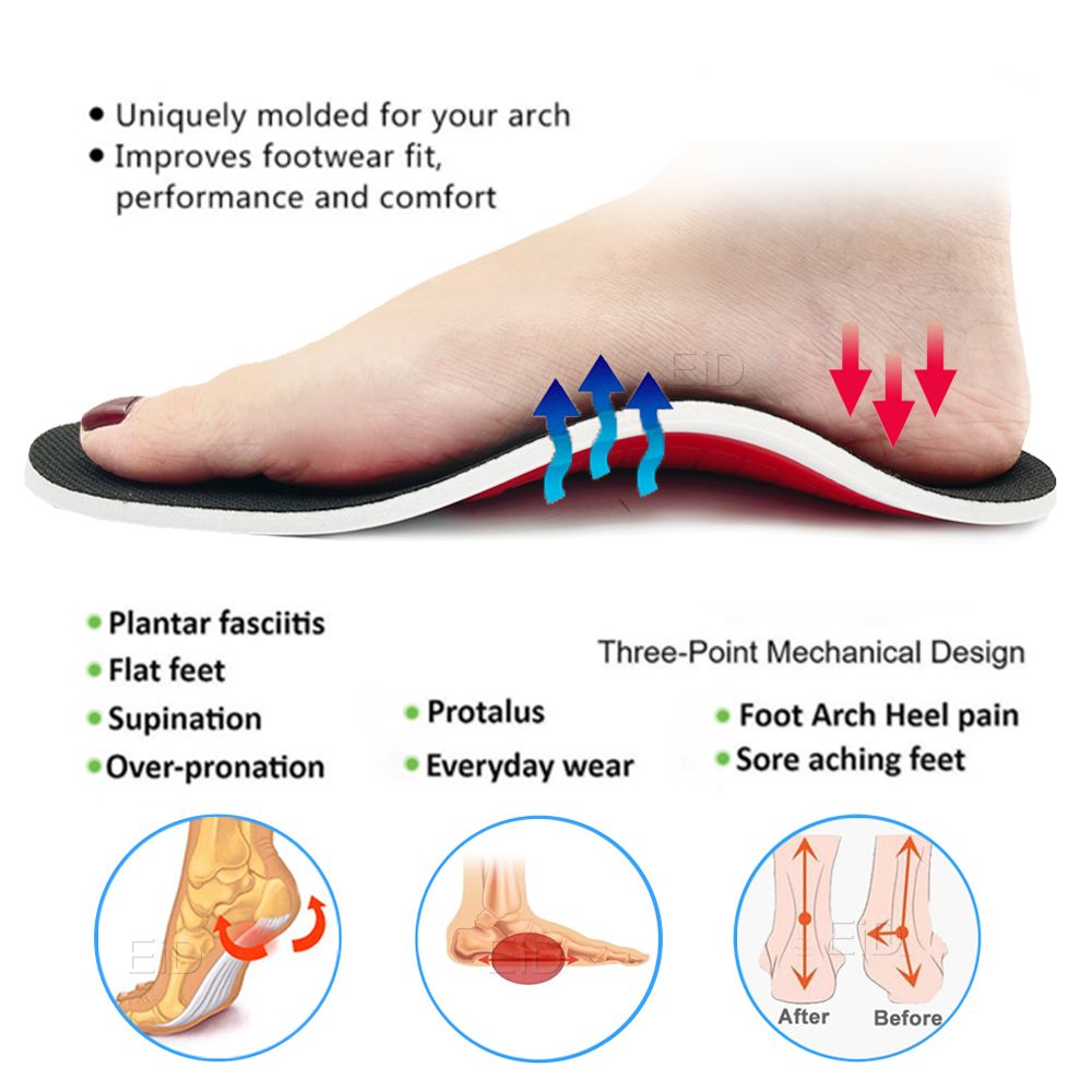 Orthopedic Insoles For Flat Foot Orthotics Shoes Sole Insert Pad Arch Support Pad For Plantar Fasciitis Feet Care Man Women L EU(40-46)