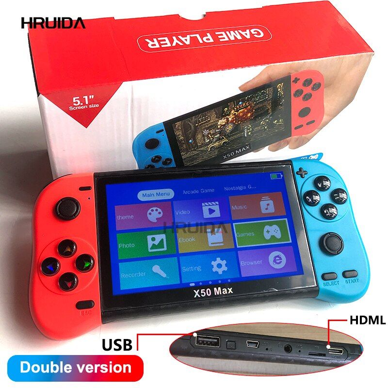 X50 Game Console Portable Game Console 6800 In 1 Retro 5.1inch HD Screen Retro Handheld Game