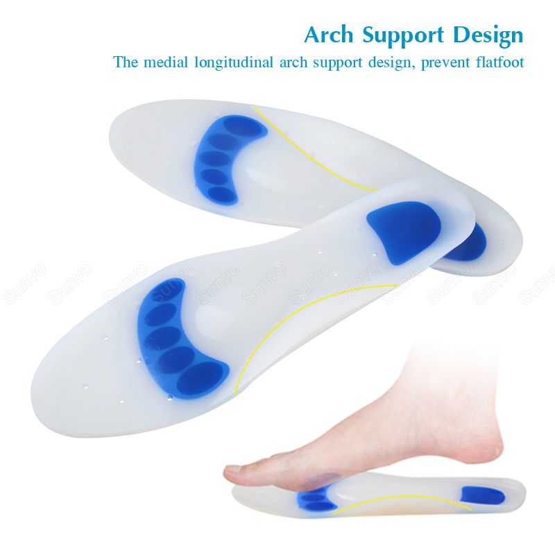Medical Silicone Insoles For Shoes Corrector Flat Feet Arch Support Plantar Fasciitis Orthopedic Insoles Foot Care Inserts Silicone Insoles