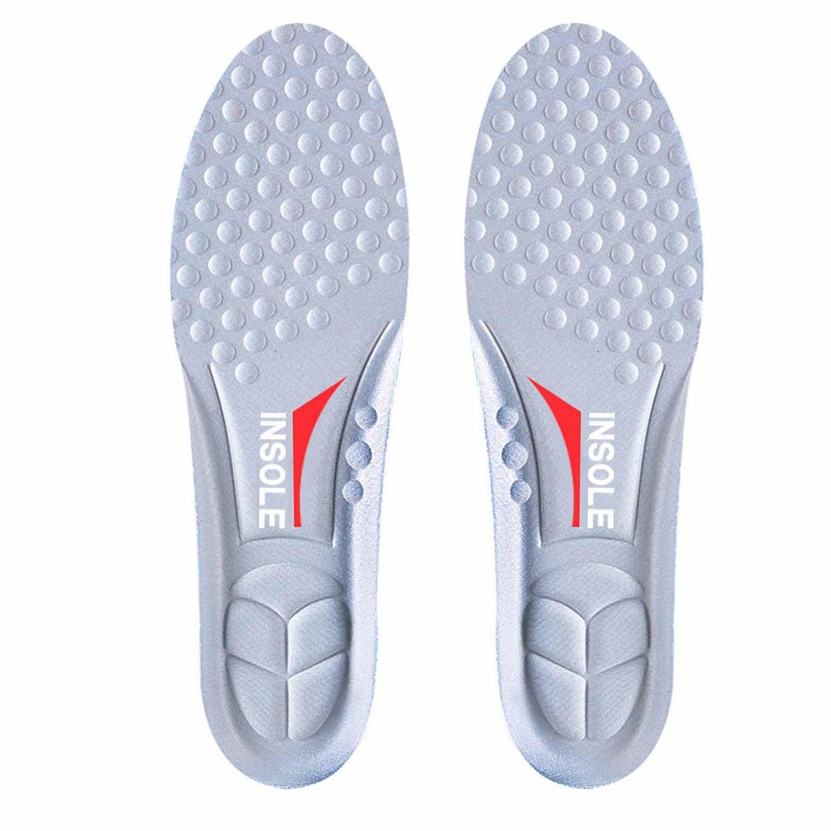 1 Pair Men Insoles Stress Relief Shoes Pads Grey