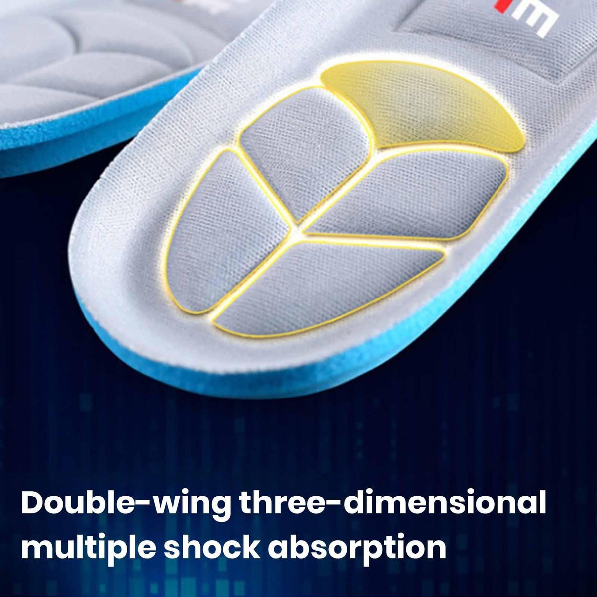 1 Pair Men Insoles Stress Relief Shoes Pads Grey
