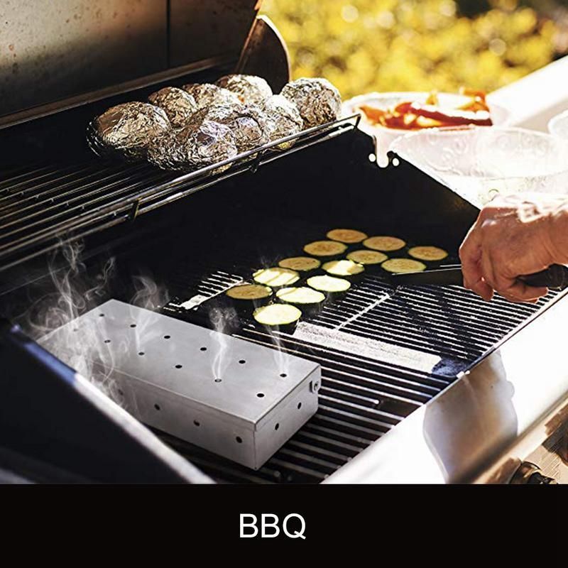 Outdoor Barbecue Supplies Stainless Steel Smoking Box Barbecue Stainless Steel  Case,Can Store Various Specifications Of Wooden Blocks
