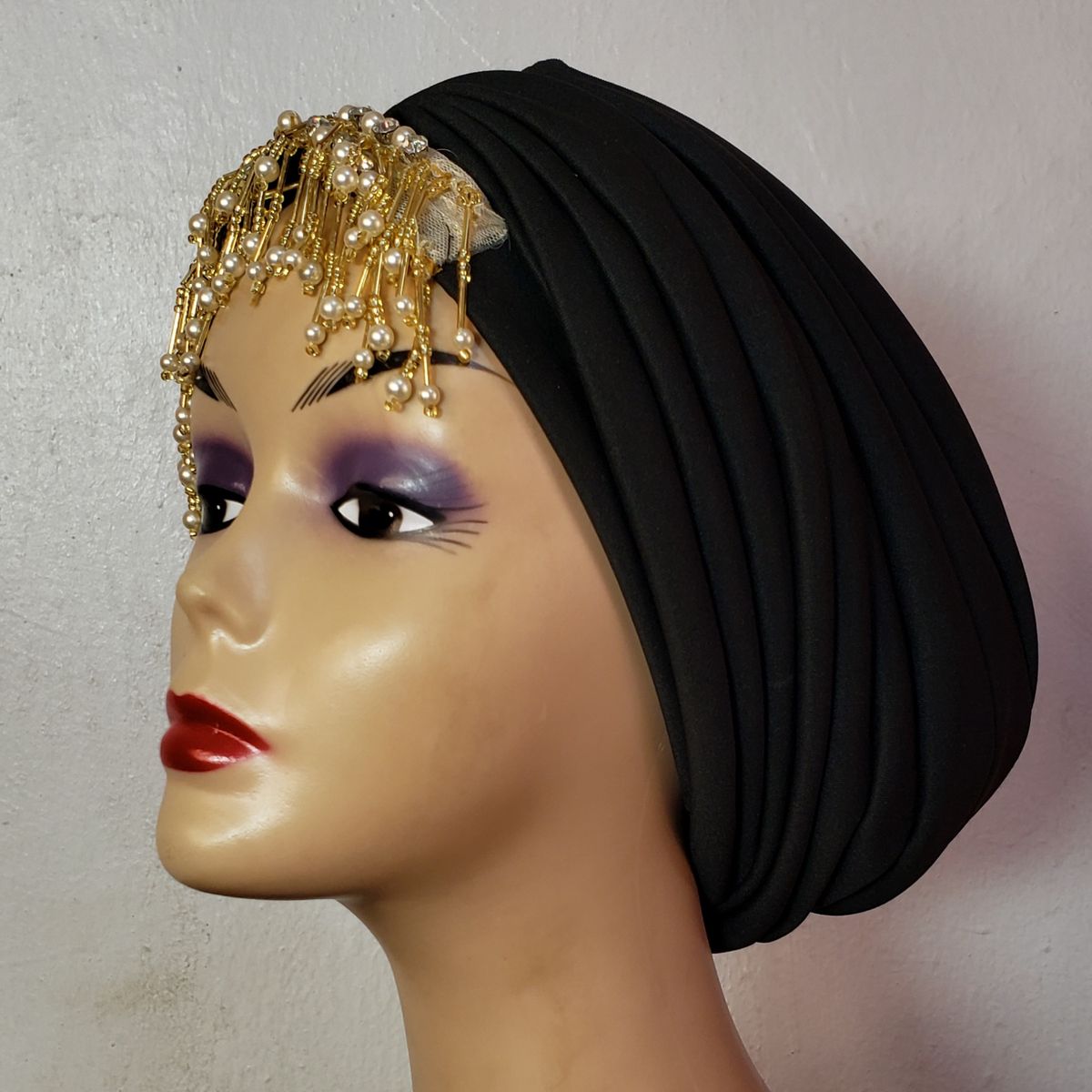 BLACK TURBAN CAP