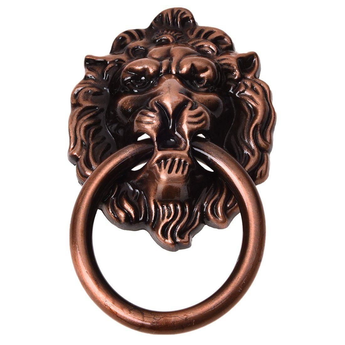 Antique Style Copper Tone Metal Lion Head Shaped Drawer