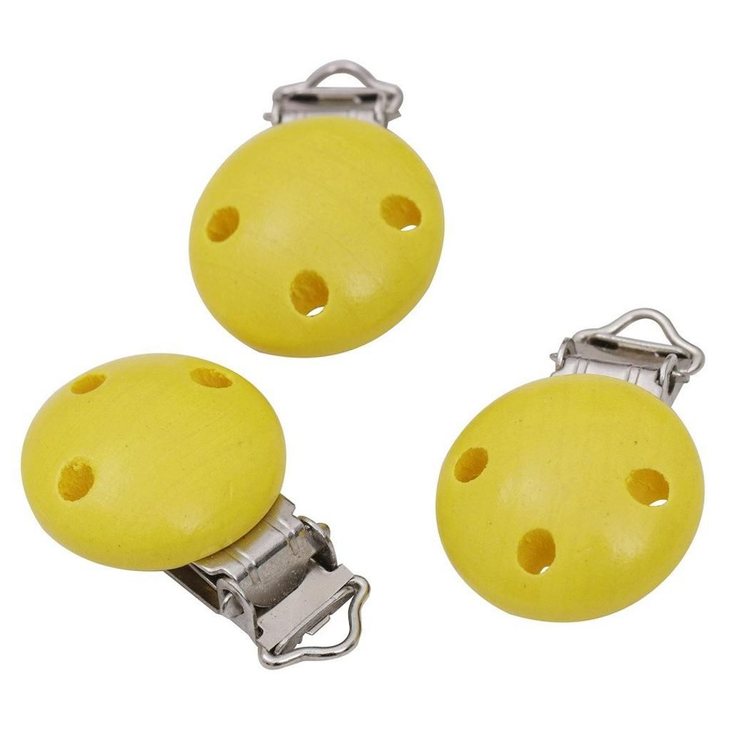 10Er Baby Wood Pacifier Clip Pacifier Clips Set Dummy Chains Clips Nipple Holder - Yellow