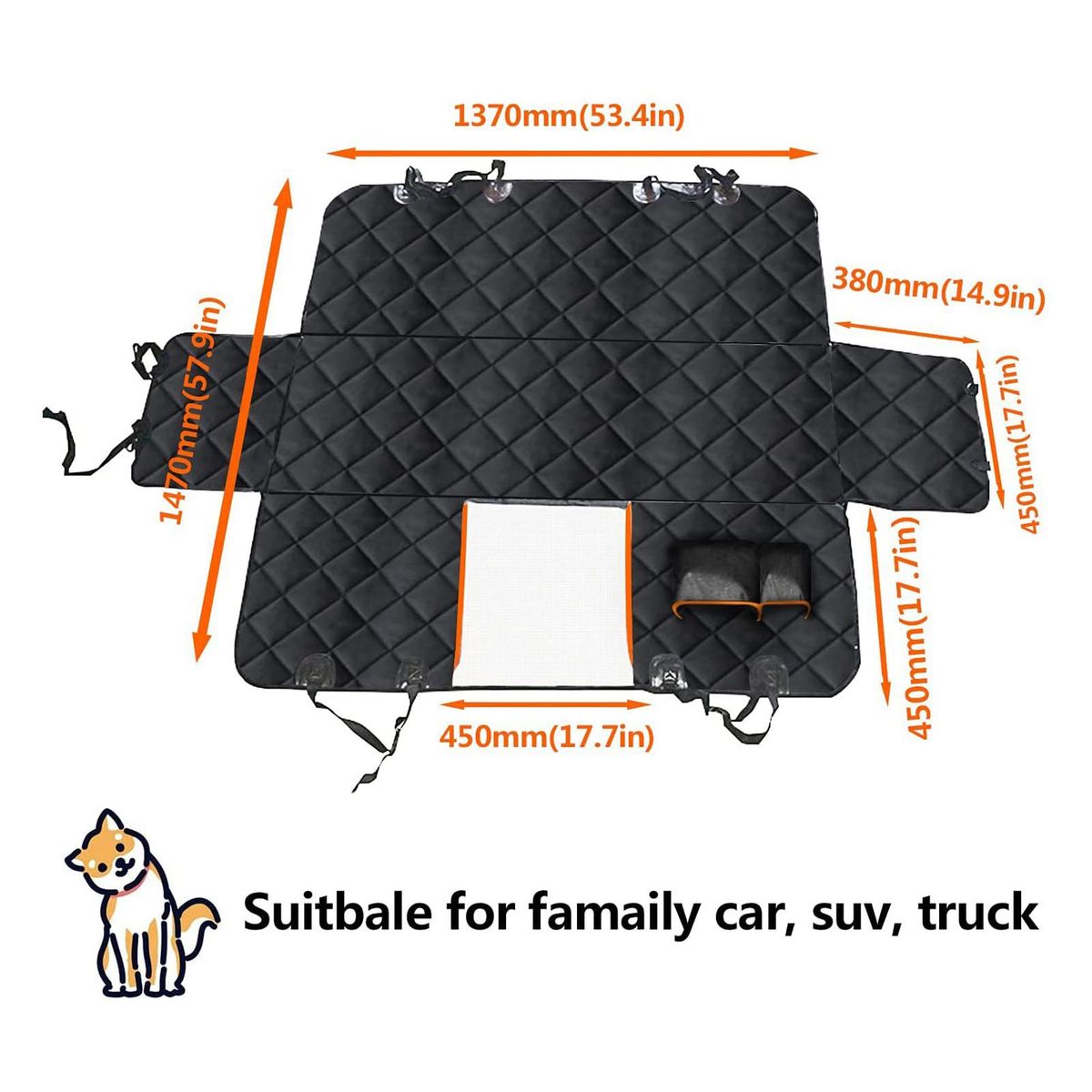 54''X58'' Dog Seat Waterproof Protector Car Pet Cushion Car Rear Seat Pet Dog Cushion Waterproof Dirt Proof Car Pet