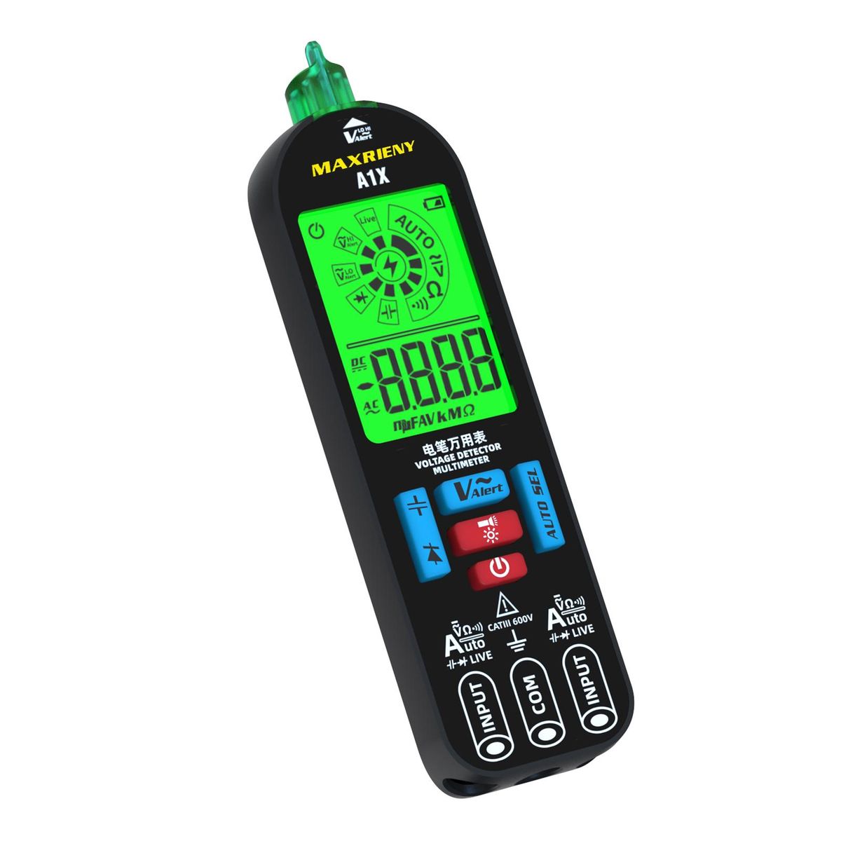 MAXRIENY Automatic Anti-Burn Intelligent Digital Multimeter Fast Accurately Measures Voltage Resistance Diode Tester Live Wire Voltage Tester with Flashlight