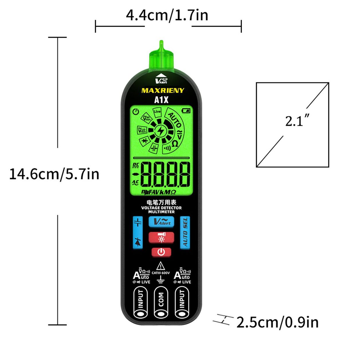 MAXRIENY Automatic Anti-Burn Intelligent Digital Multimeter Fast Accurately Measures Voltage Resistance Diode Tester Live Wire Voltage Tester with Flashlight