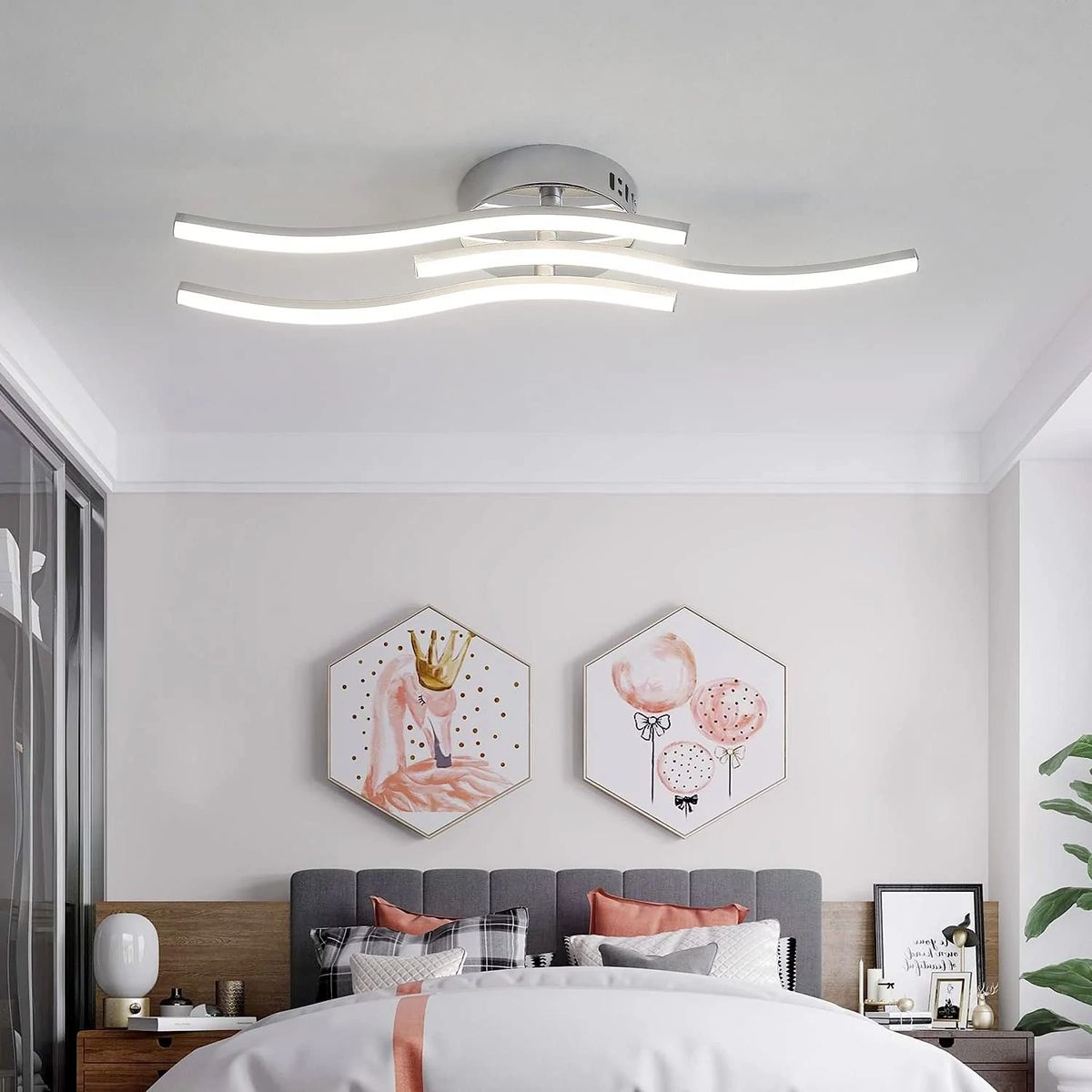 18W Modern Ceiling Light For Bedroom, 3 LED Strips 4000K