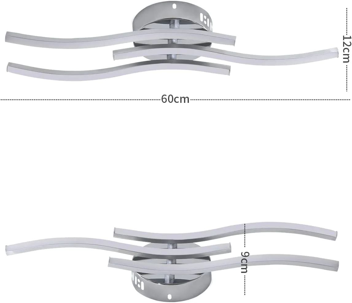 18W Modern Ceiling Light For Bedroom, 3 LED Strips 4000K
