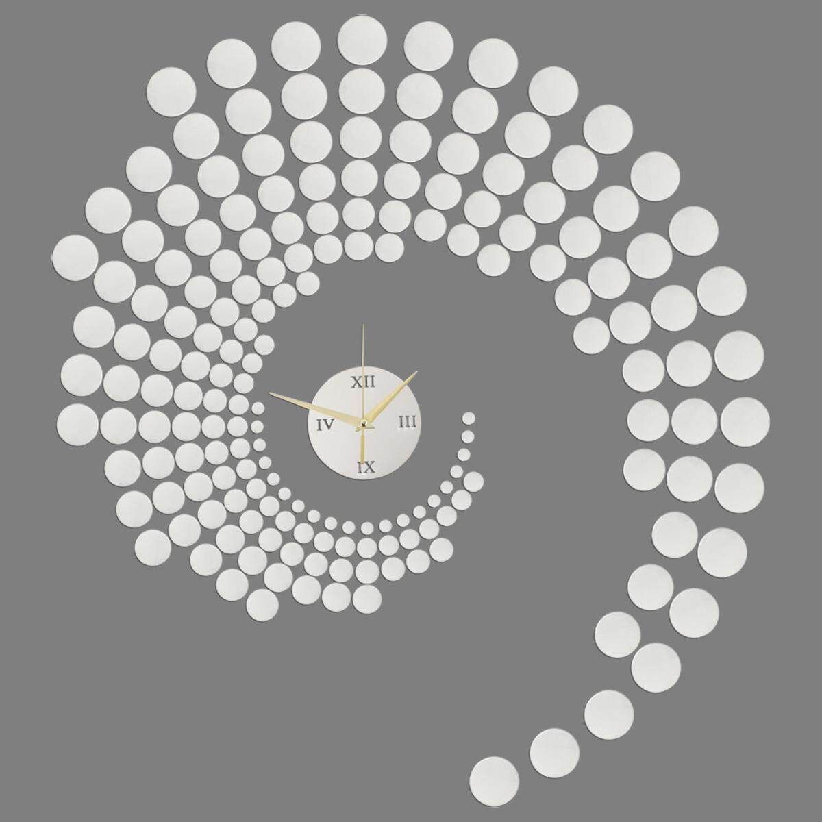 Modern 3D Peacock Dot DIY Mirror Wall Sticker Clock Home Decoration Excellent Silver PS Small
