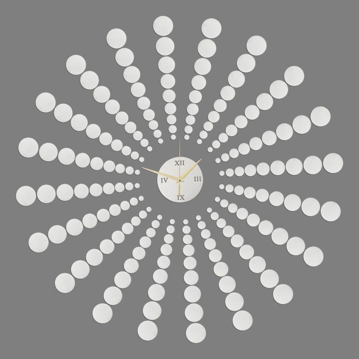 Modern 3D Peacock Dot DIY Mirror Wall Sticker Clock Home Decoration Excellent Silver PS Small