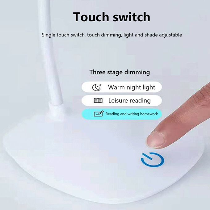 Bedside Desk USB Desk Lamp Night Light - White