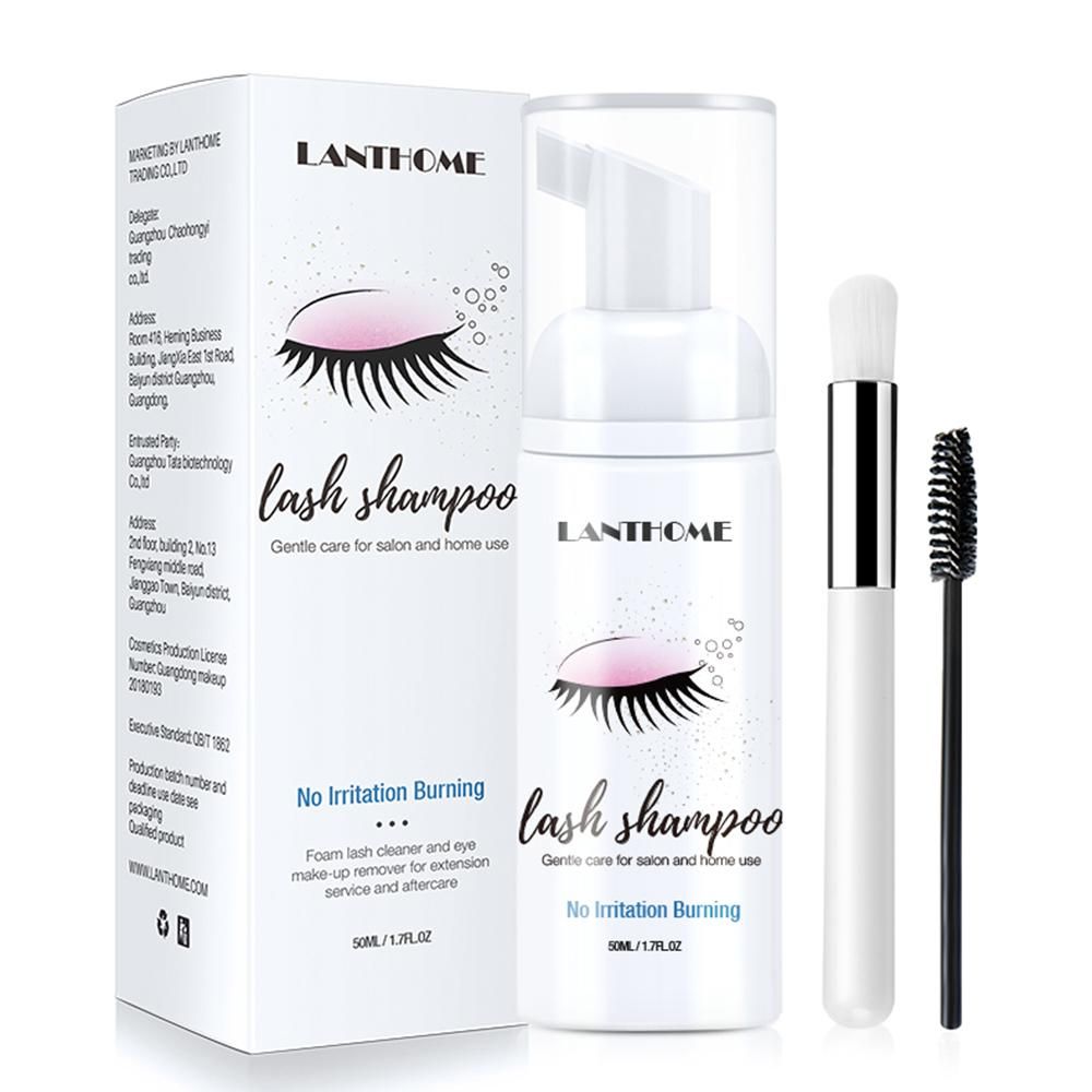 LANTHOME Eyelashes Shampoo 50ml Soft Eyelash Cleaning Graft Extension Eyelashes Mousse Foam