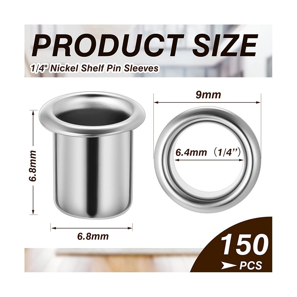 150Pcs 1/4 Inch Shelf Sleeves Cabinet Shelf P