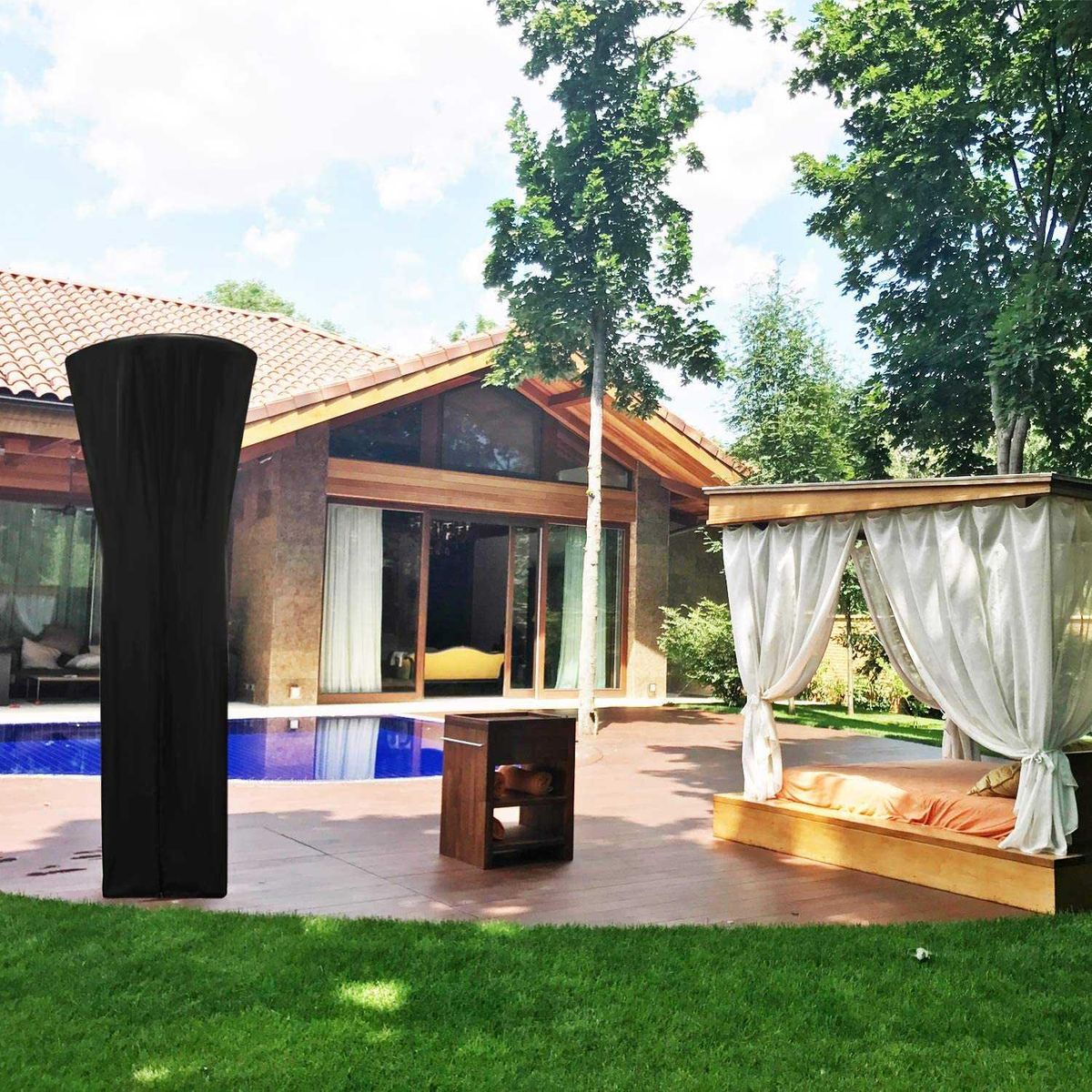 Heater Cover Courtyard Heater Waterproof Rain Cover Heater Cover Waterproof Zipper Storage Bag 2 Pack H87XD33X19 In
