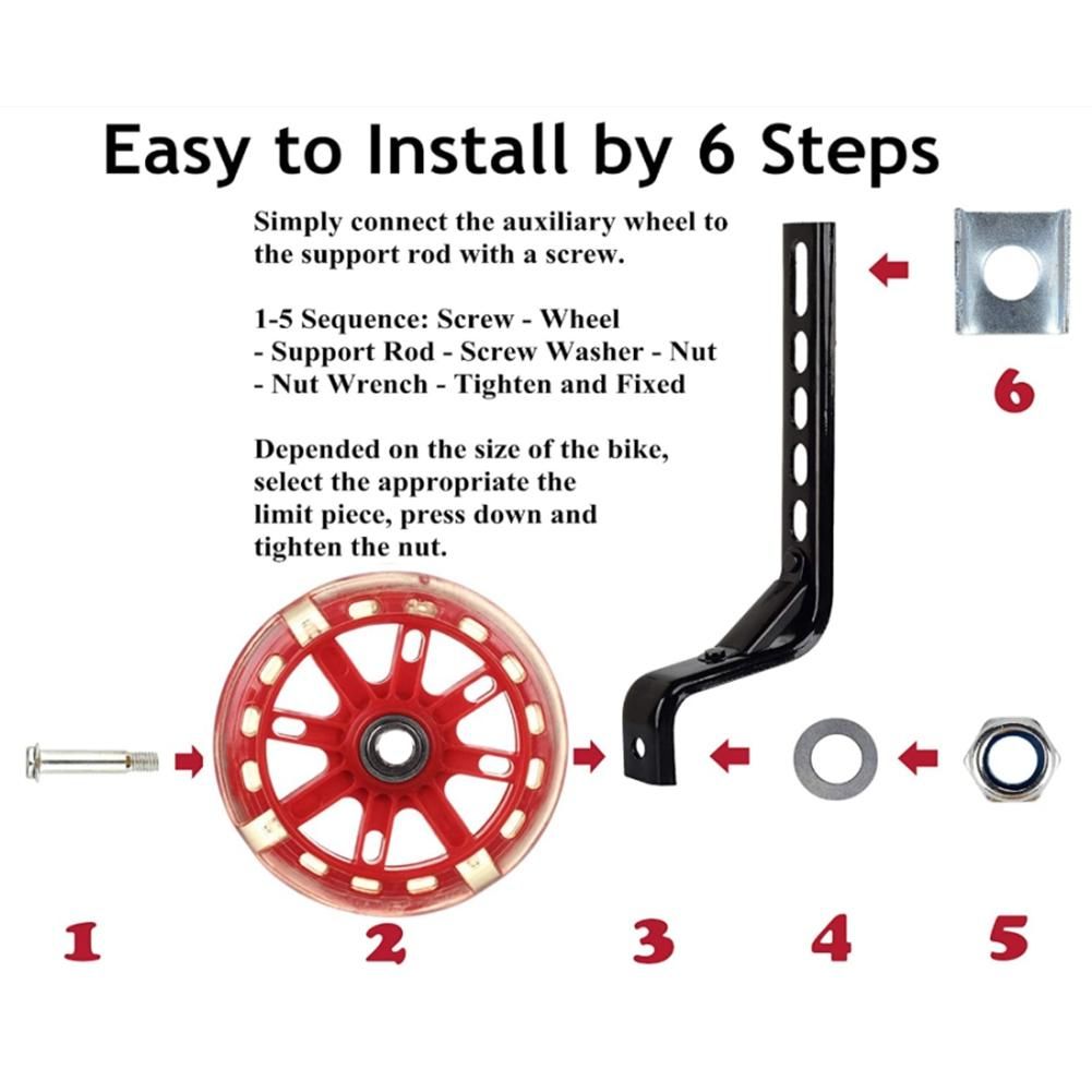 Bicycle Mute Training Wheels for 12 14 16 18 20 Inch Stabili