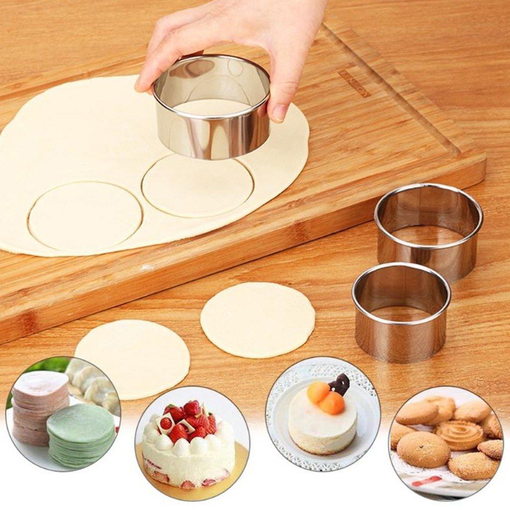Stainless Steel Circle Pastry Cutter Set 3 Pieces Cookie