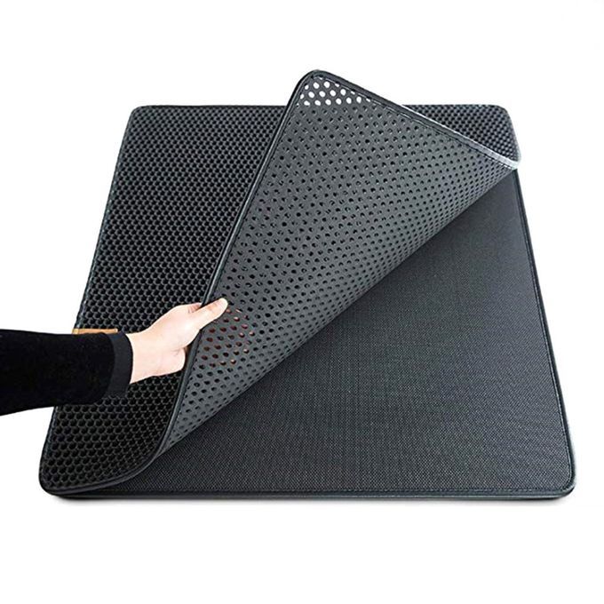 Pet Cat Litter Mat EVA Double-Layer Trapper Mats Non-slip Black