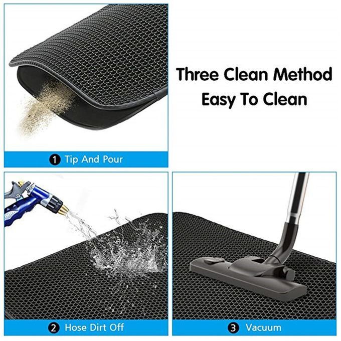 Pet Cat Litter Mat EVA Double-Layer Trapper Mats Non-slip Black