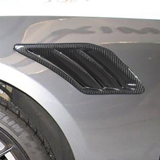 2Pcs Air Outlet Adhesive Stainless Carbon Fiber Leaf-Black