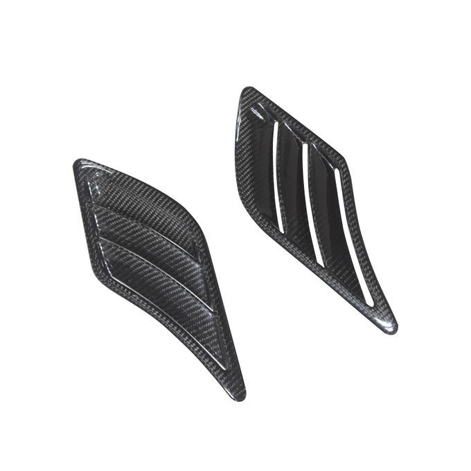 2Pcs Air Outlet Adhesive Stainless Carbon Fiber Leaf-Black