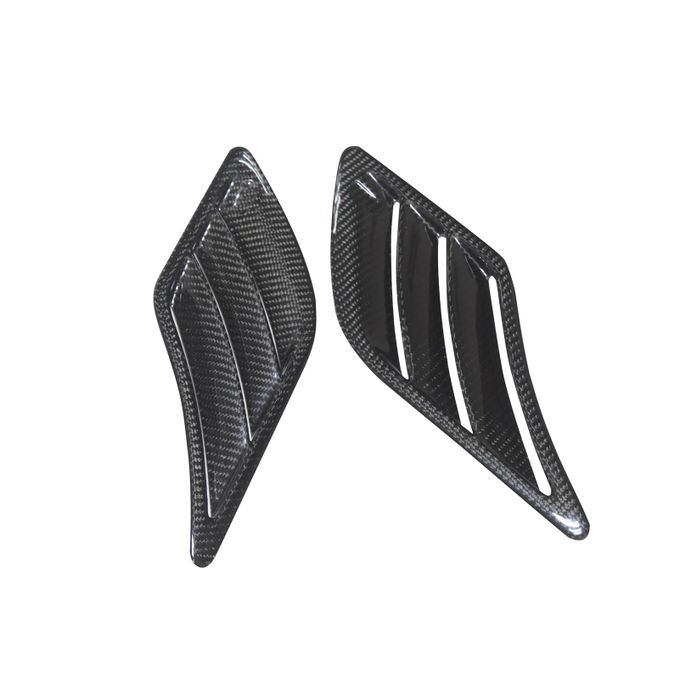 2Pcs Air Outlet Adhesive Stainless Carbon Fiber Leaf-Black