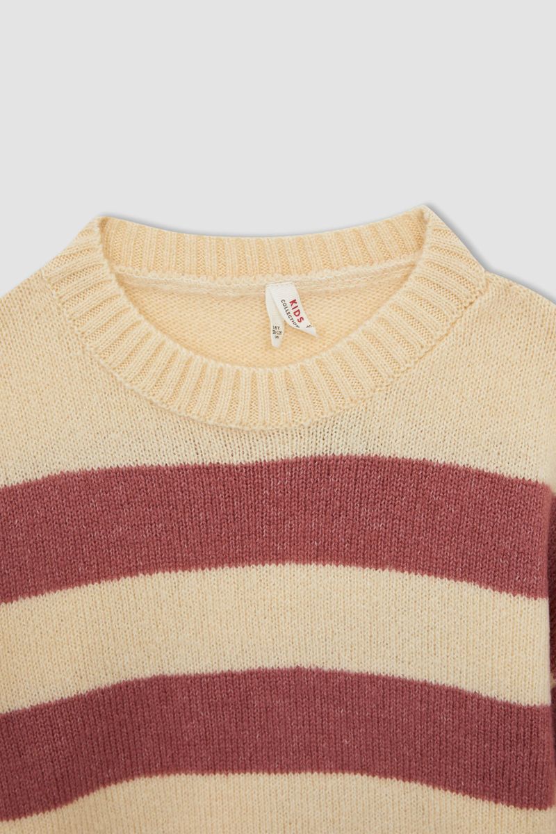 Girl - Regular Fit Crew Neck Tricot Pullover - Pink