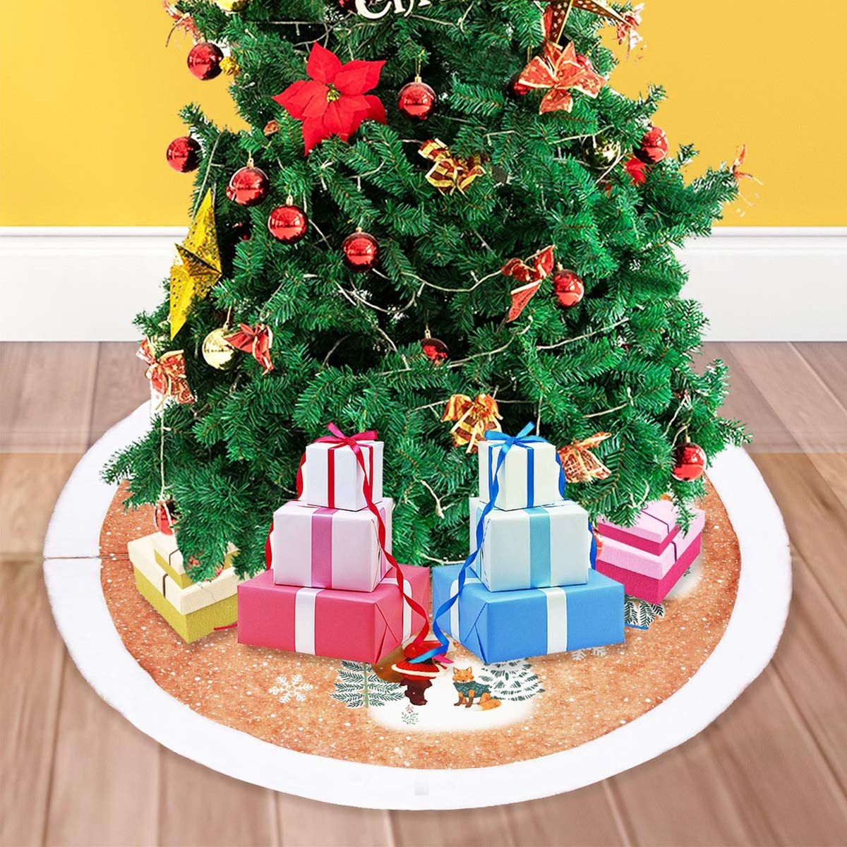 38 Inch Large Christmas Tree Skirt Reusable Xmas Tree Skirt