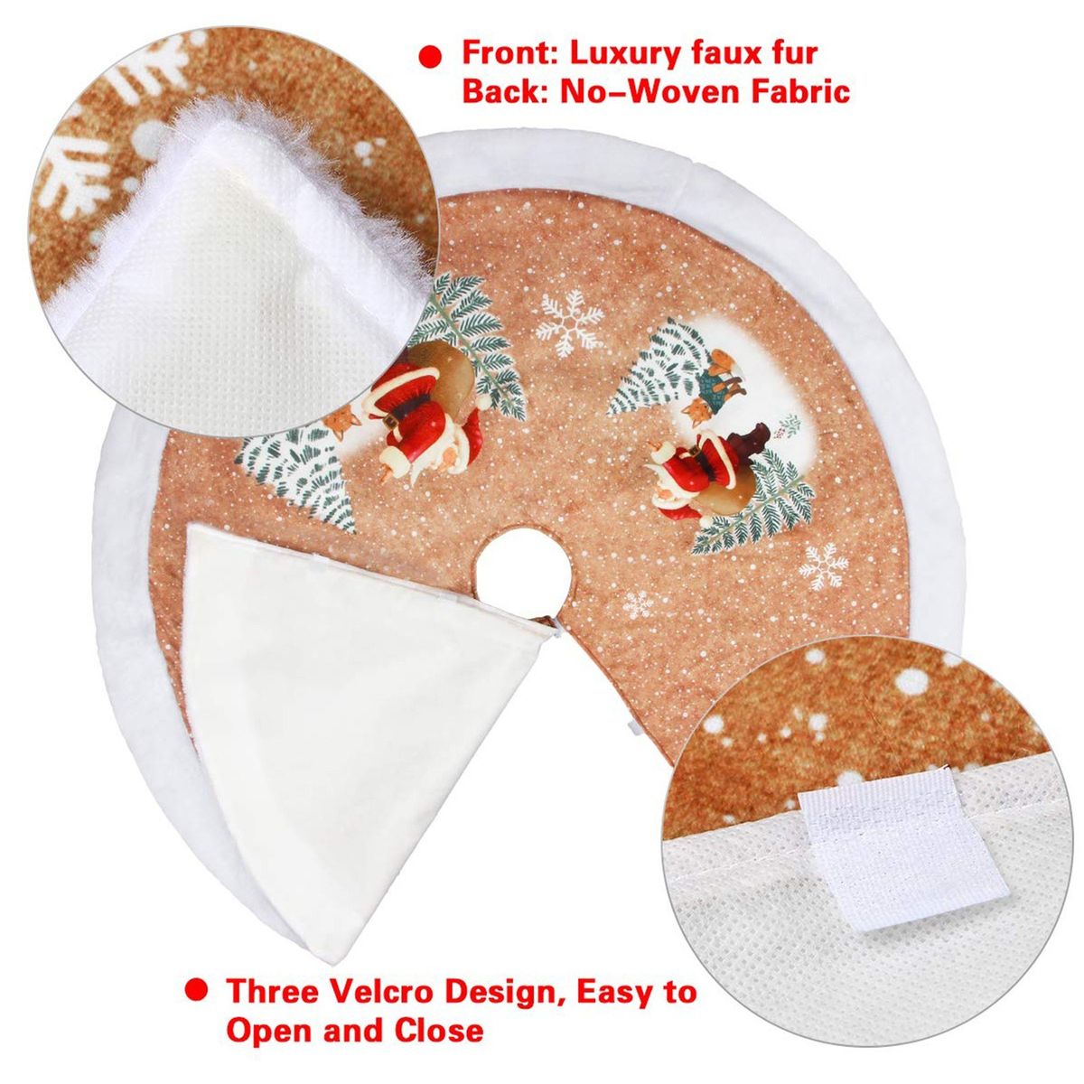 38 Inch Large Christmas Tree Skirt Reusable Xmas Tree Skirt