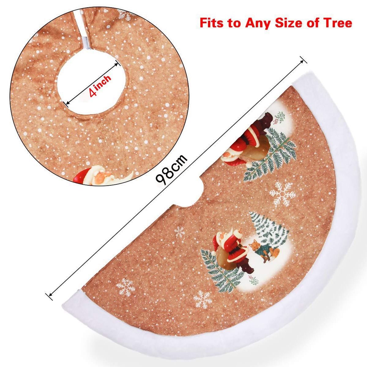 38 Inch Large Christmas Tree Skirt Reusable Xmas Tree Skirt