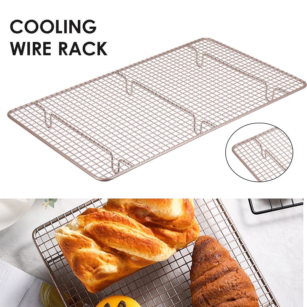 442x232mm Aluminum Alloy Baking Cooling Wire Rack Non-stick BBQ Cake Bread Rack Oven Kitchen Baking Tools