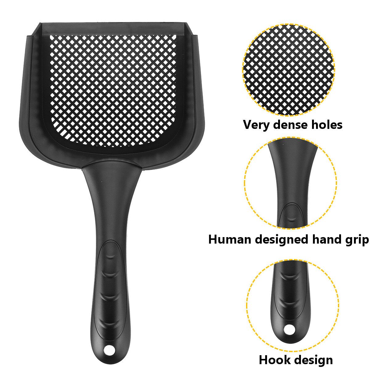 Digging Sifting Scoop Cleaner Corner Sand Shovel Plastic Beach Water Detector Terrarium Bedding Substrate Litter Tool 2.5mm Holes Flat Head