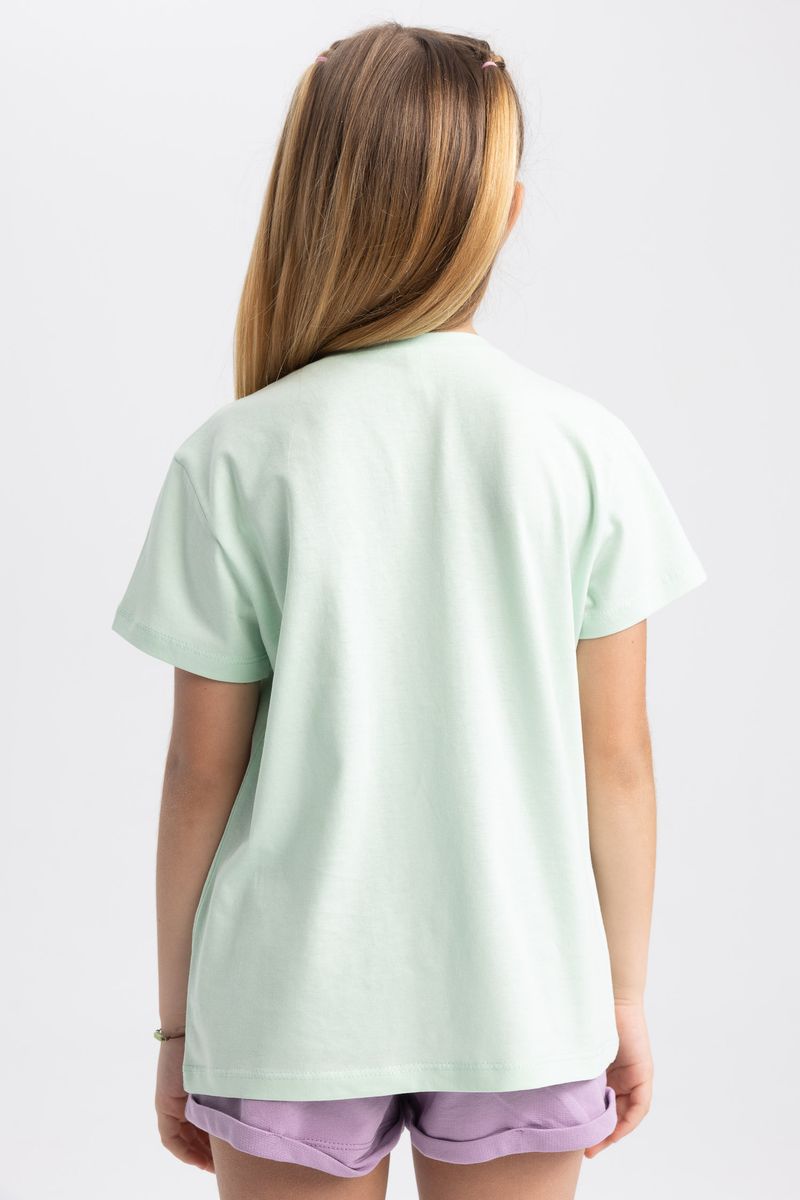 Girl Casual Regular Fit Knitted Short Sleeve Body - Turquoise
