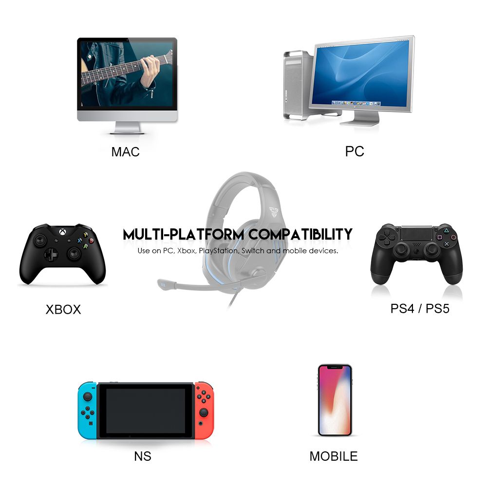 MH86 Wired Game Headset 3.5mm Surround Sound Memory Foam Ear Pad With Microphone And One Turn Two Plug For PC PS4 PS5