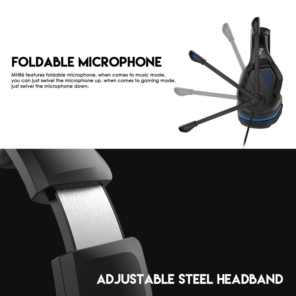 MH86 Wired Game Headset 3.5mm Surround Sound Memory Foam Ear Pad With Microphone And One Turn Two Plug For PC PS4 PS5