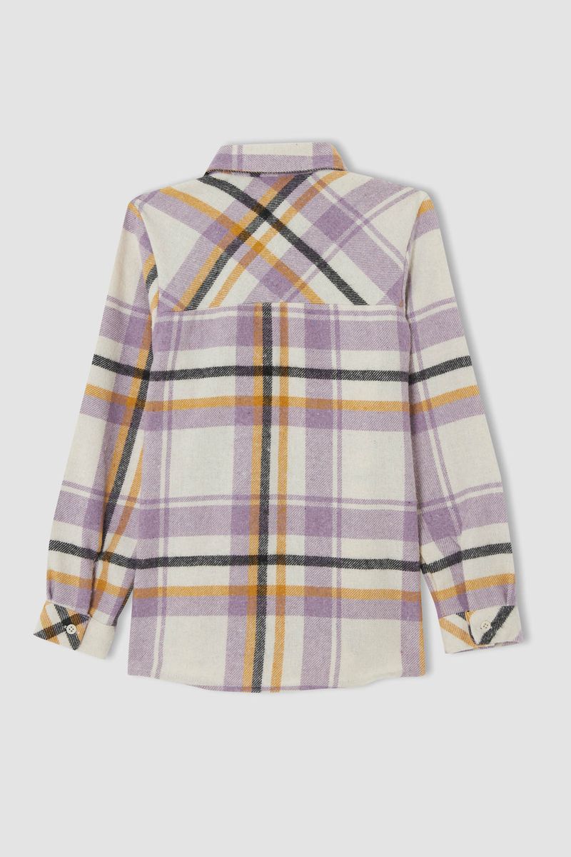 Girl - Oversize Fit Woven Long Sleeve Shirt - Blue