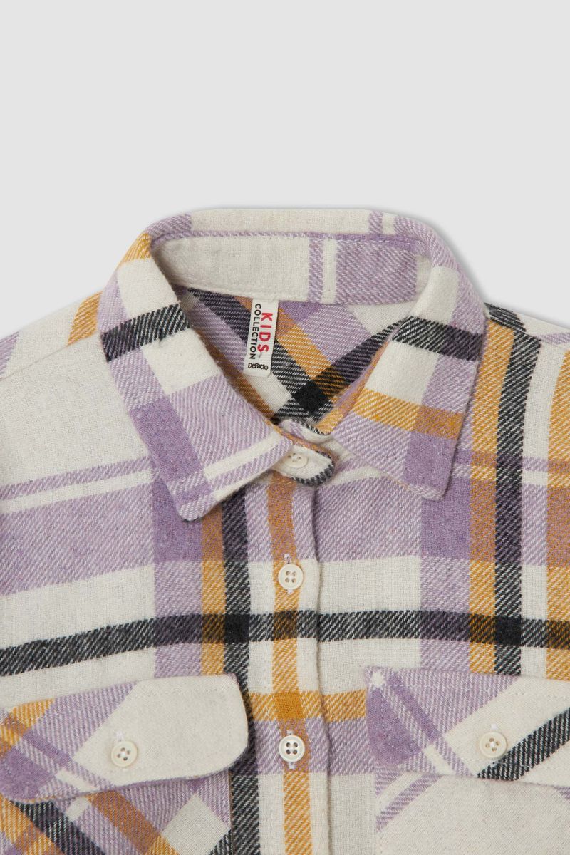 Girl - Oversize Fit Woven Long Sleeve Shirt - Blue