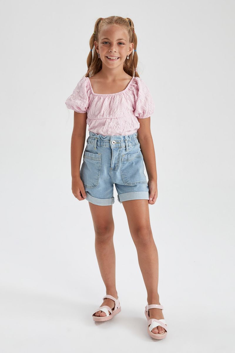 Girl Short Sleeve Blouse - Pink