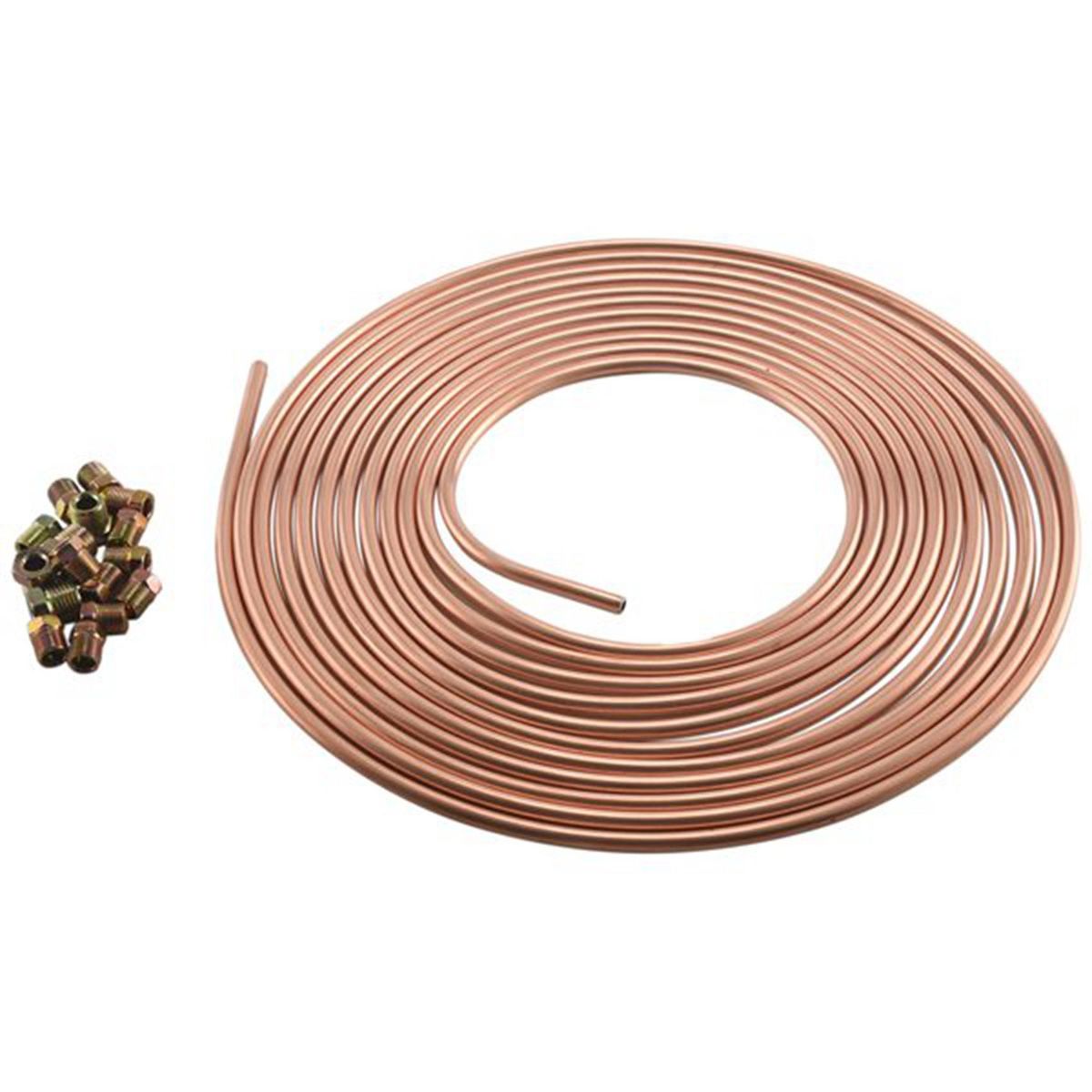 25FT 762M Tube Nuts Car Roll Tube Coil of 14 Inch OD Copper Brake Pipe Hose Line Piping Tube Tubing Anti-Rust