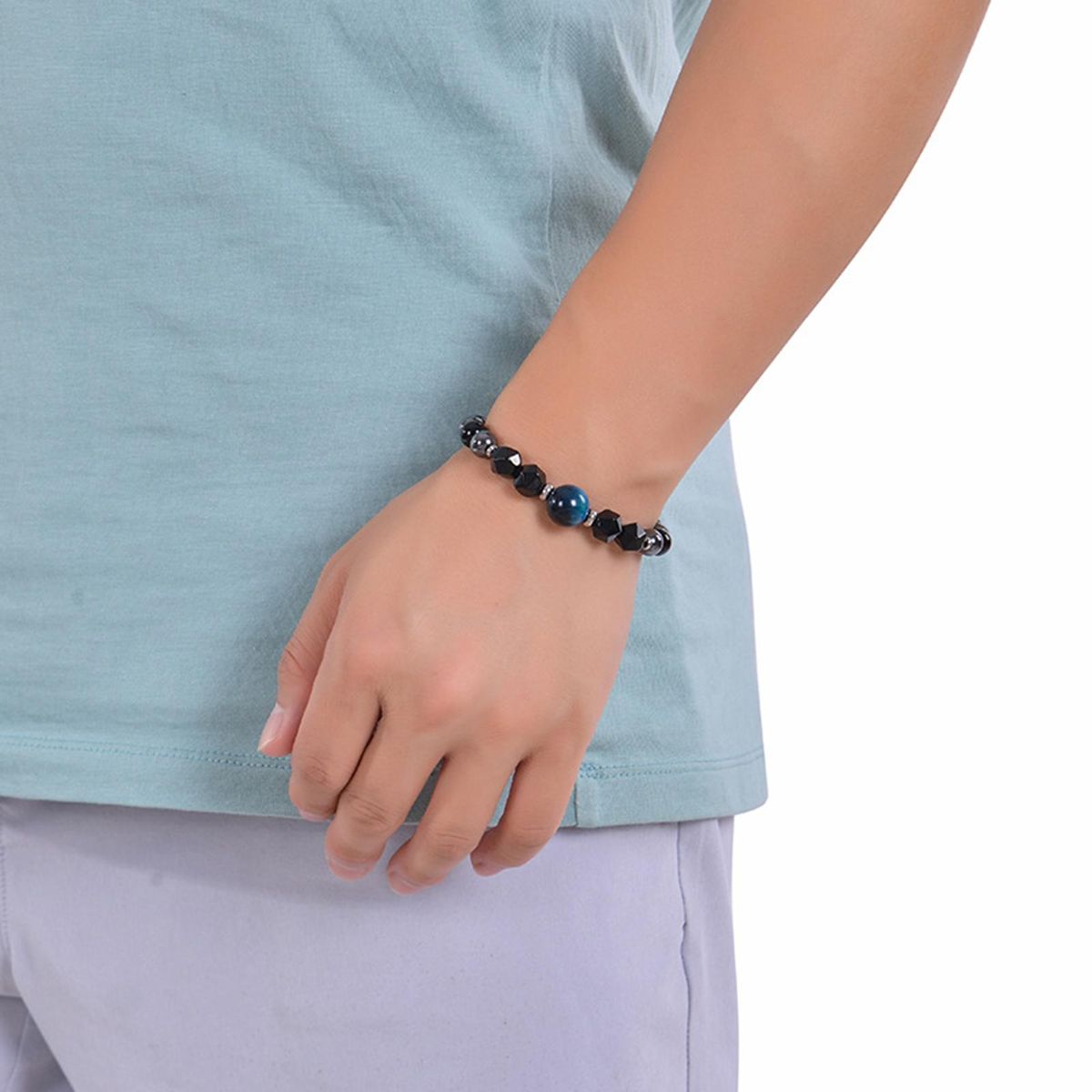 Natural Stone Healing Bracelet Adjustable Braided Rope Tiger Eye Black Magnet Crystal Bracelet Gemstone Jewelry Accessory