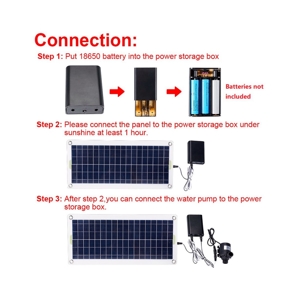 50W Solar Water Pump 800L/H DC12V Low Noise Solar Water