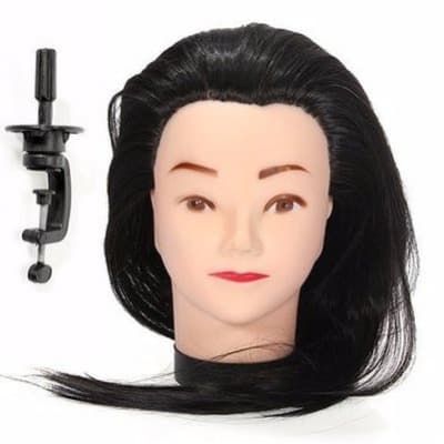 Mannequin Head with Hair & Clamp