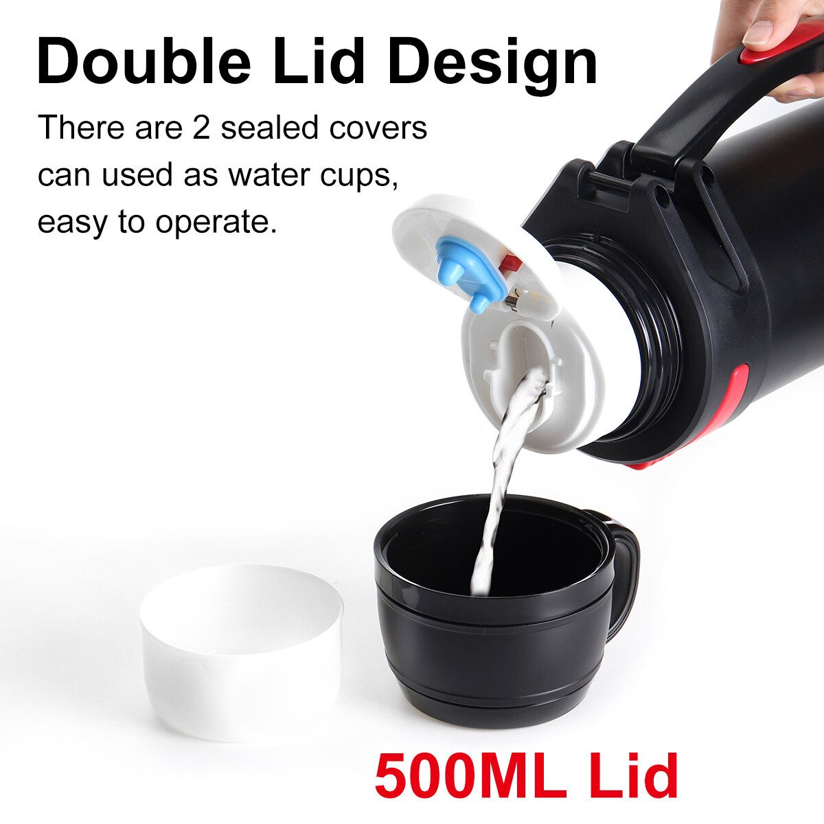 3000ML Large Capacity 36H Keep Hot & Cold Coffee Tea Soups Water Bottle Cups Mug With Carrying Strap Stainless Steel Thermos Flask Double Wall Stainless Steel Vacuum Flask Insulated Cup Portable For Travel Outdoor Kids Studen