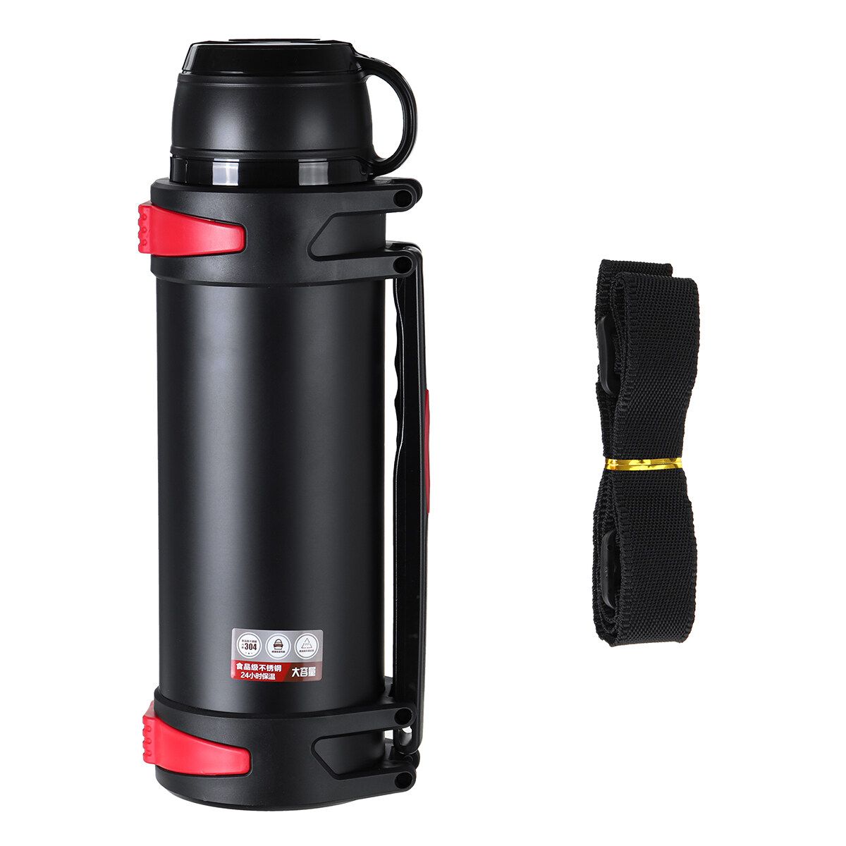 3000ML Large Capacity 36H Keep Hot & Cold Coffee Tea Soups Water Bottle Cups Mug With Carrying Strap Stainless Steel Thermos Flask Double Wall Stainless Steel Vacuum Flask Insulated Cup Portable For Travel Outdoor Kids Studen