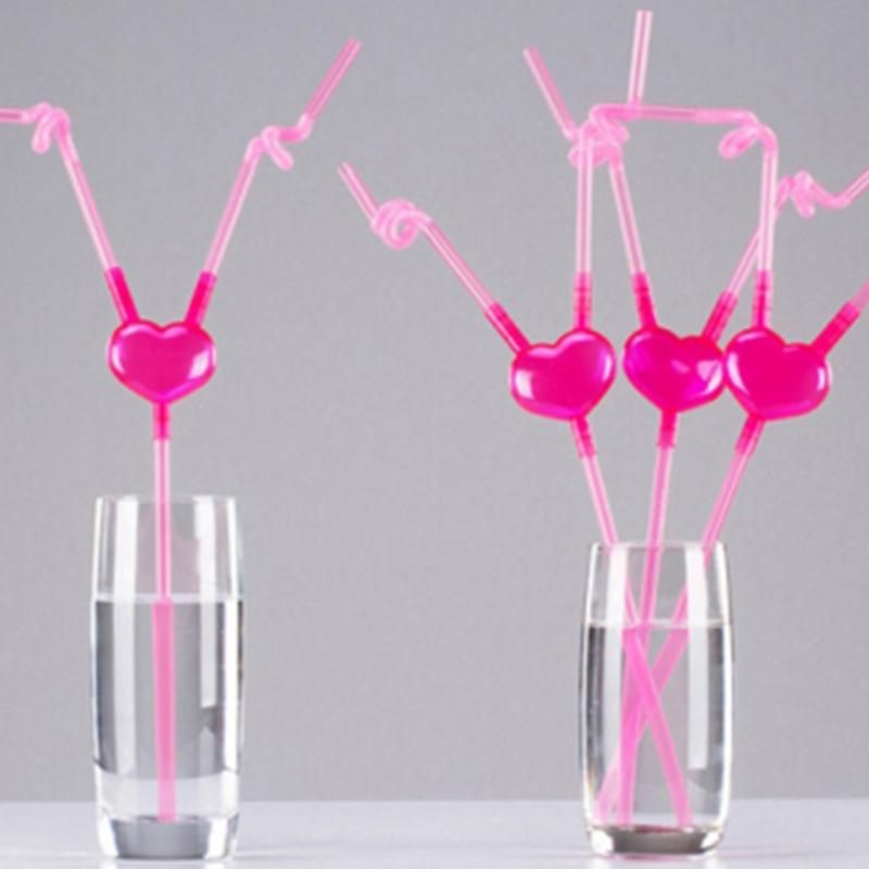 Love Heart Double Drinking Straws Valentine Lover Plastic